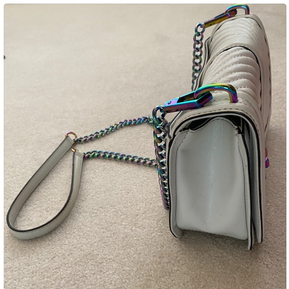 REBECCA MINKOFF WHITE LEATHER CROSSBODY / SHOULDER BAG WITH RAINBOW HARDWARE - Picture 5 of 16